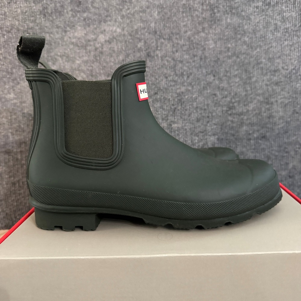 NWB Hunter Original Chelsea Rain Boots Dark Olive Green Matte Mens 9 Waterproof